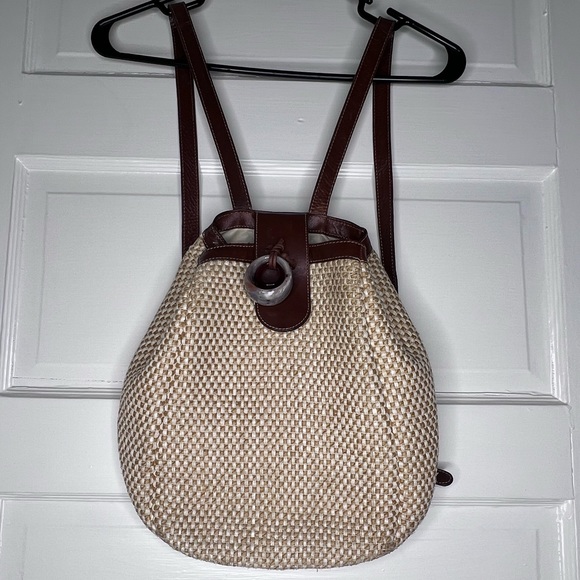 Alfredo picchi woven straw leather vintage bag mini backpack Italian brown - Picture 8 of 8